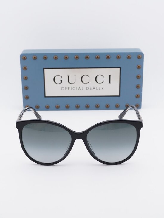 Gucci GG0377SKN 001 Square Sunglasses - Black / Grey main image 10